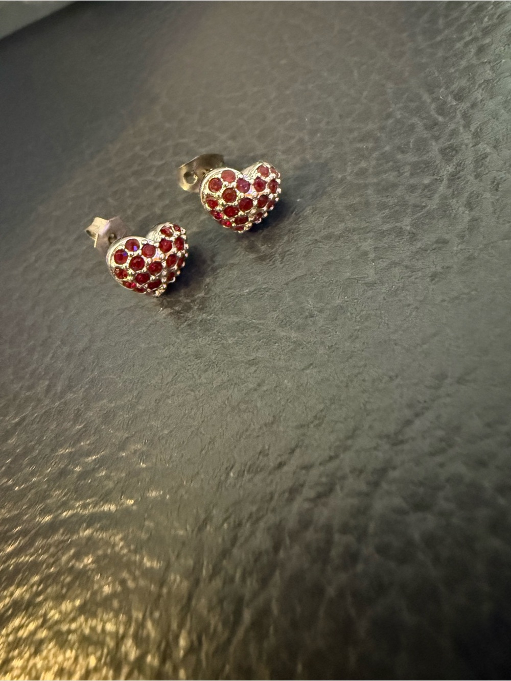 Swarovski Heart Shaped Red Crystal Stud Earrings -Unisex